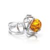Cognac Amber Ring In Sterling Silver The Flamenco, Ring Size: Adjustable, image 