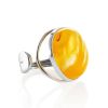 Bright Open Silver Ring With White Amber The Glow, Ring Size: Adjustable, image 