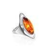 Silver Cocktail Ring With Cognac Amber The Sonnet, Ring Size: 9 / 19, image 