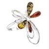Stylish Sterling Silver Ring With Multicolor Amber The Dragonfly, Ring Size: 9.5 / 19.5, image 