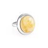 Round Silver Ring With Honey Amber The Glow, Ring Size: 8 / 18, image 