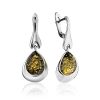 Green Amber Drop Earrings In Sterling Silver The Orion, image 