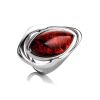 Bright Silver Ring With Cherry Amber The Sonnet, Ring Size: 10 / 20, image 