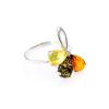 Multicolor Amber Ring In Sterling Silver the Dandelion, Ring Size: 5.5 / 16, image 