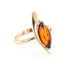Golden Ring With Leaf Cut Amber The Liana, Ring Size: 8.5 / 18.5, image 