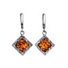 Drop Amber Earrings In Sterling Silver The Hermitage, image 
