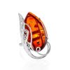 Bold Handcrafted Amber Ring In Sterling Silver The Dew, Ring Size: Adjustable, image 