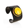 Dark Leather Cuff Bracelet With White Amber The Nefertiti, image 