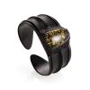 Leather Cuff Bracelet With Green Amber The Nefertiti, image 