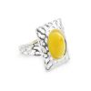 Geometric Amber Ring In Sterling Silver The Venus, Ring Size: 7 / 17.5, image 