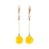 Golden Dangle Earrings With Honey Amber, image 