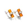 Amber Earrings In Sterling Silver With Crystals The Scandinavia, image 