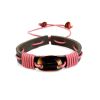 Leather Bracelet With Cognac Amber And Pink Cord The Copacabana, image 