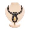 Braided Textile Necklace With Amber And Glass Beads The India, image 