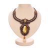 Braided Textile Necklace With Amber And Crystals The India, image 