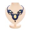 Braided Textile Necklace With Amber And Crystals The India, image 