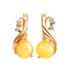 Honey Amber Earrings In Gold With Crystals The Swan, image 