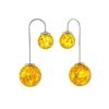 Asymmetric Silver Threader Earrings With Lemon Amber The Paris, image 