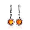 Lovely Silver Drop Earrings With Cognac Amber The Berry, image 