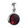 Round Silver Pendant With Bright Cherry Amber The Furor, image 