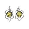 Latch Back Earrings In Sterlings Silver With Green Amber The Daisy, image 