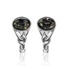 Refined Silver Earrings With Green Amber The Freya, image 