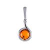 Classy Round Silver Pendant With Cognac Amber The Berry, image 