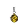 Charming Silver Pendant With Green Amber The Cat's Eye, image 