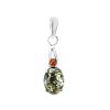 Charming Oval Amber Pendant In Sterling Silver The Prussia, image 