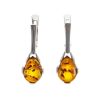 Drop Silver Earrings With Cognac Amber The Twinkle, image 