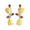 Lovely Silver Earrings With Honey Amber The Symphony, image 