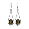 Sterling Silver Drop Earrings With Green Amber The Sultan, image 