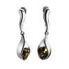 Green Amber Drop Earrings In Sterling Silver The Peony, image 