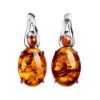 Dazzling Cognac Amber Earrings In Sterling Silver The Prussia, image 