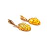 Golden Earrings With Cognac Amber The Spider Web, image 