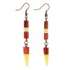 Handmade Padauk Wood Dangle Earrings With Honey Amber And Brass The Indonesia, image 