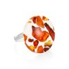 Cognac Amber Adjustable Ring With Jewelry Polymer The Dalmatian, Ring Size: Adjustable, image 