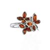 Bold Silver Ring With Cognac Amber The Verbena, Ring Size: 8.5 / 18.5, image 