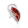 Bold Handcrafted Amber Ring In Sterling Silver The Dew, Ring Size: Adjustable, image 