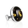 Adjustable Silver Ring With Green Amber The Glow, Ring Size: Adjustable, image 