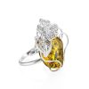 Handmade Green Amber Ring In Sterling Silver The Dew, Ring Size: Adjustable, image 