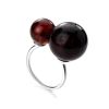 Open Silver Ring With Cherry Amber The Paris, Ring Size: Adjustable, image 