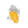 Charming Handmade Honey Amber Ring In Sterling Silver The Dew, Ring Size: Adjustable, image 