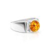 Bold Silver Ring With Cognac Amber The Rondo, Ring Size: 6 / 16.5, image 