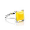 Geometric Amber Ring In Sterling Silver The Athena, Ring Size: 12 / 21.5, image 
