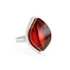 Saturated Cherry Amber Ring In Sterling Silver The Glow, Ring Size: 6.5 / 17, image 