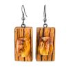 Handmade Zebrano Wood Earrings With Lemon Amber The Indonesia, image 