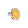 Adjustable Round Silver Ring With Honey Amber The Glow, Ring Size: Adjustable, image 