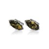 Sterling Silver Cufflinks With Leaf Cut Amber The Petal, image 
