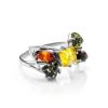 Sterling Silver Ring With Multicolour Amber The Bowknot, Ring Size: 13 / 22, image 